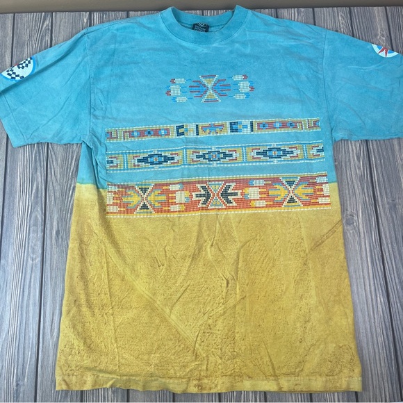 Vintage 90s Native-Indian Beaded Tie-Dyed T-Shirt Large 100% Cotton - Picture 12 of 14